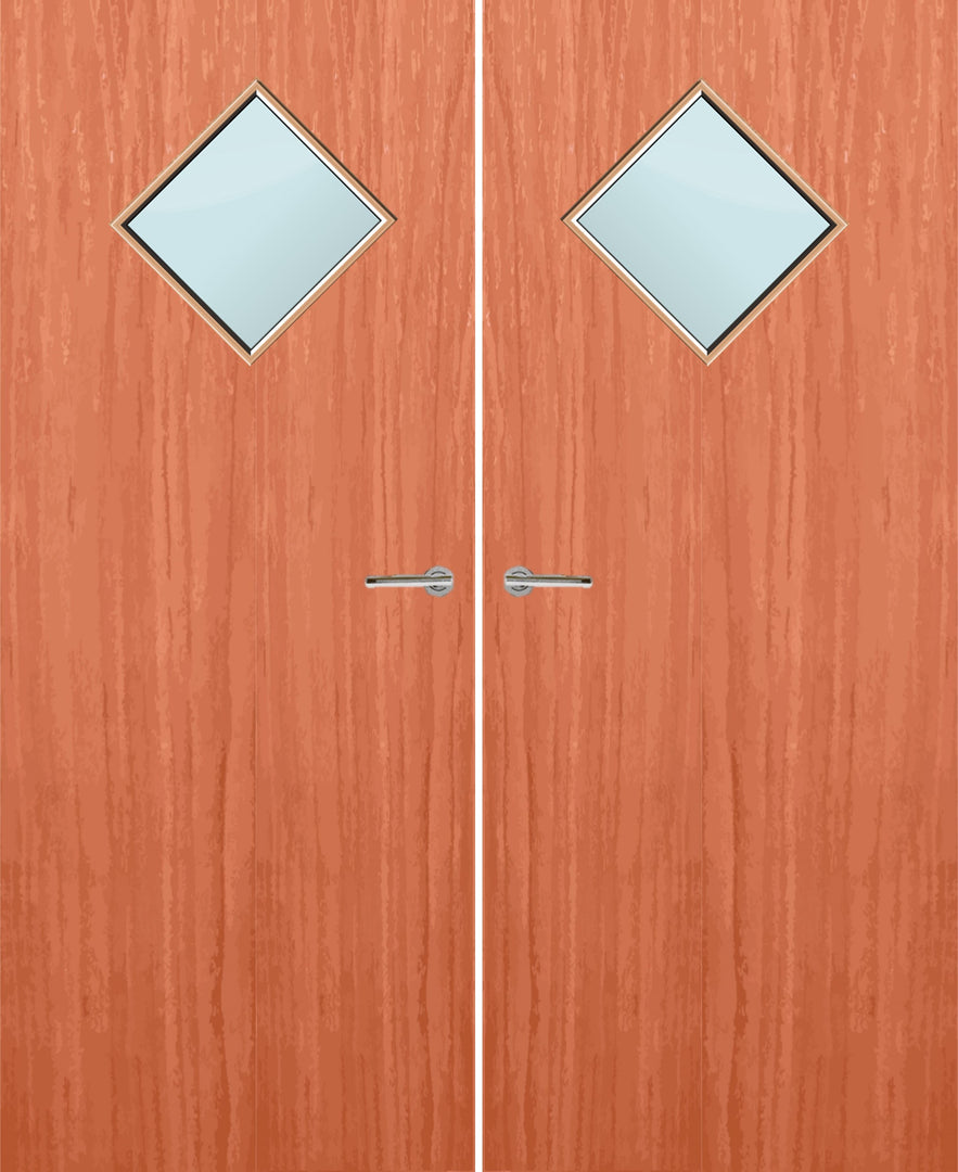 Cherry Veneer 6G Glazed Pair FD30 Internal Fire Door