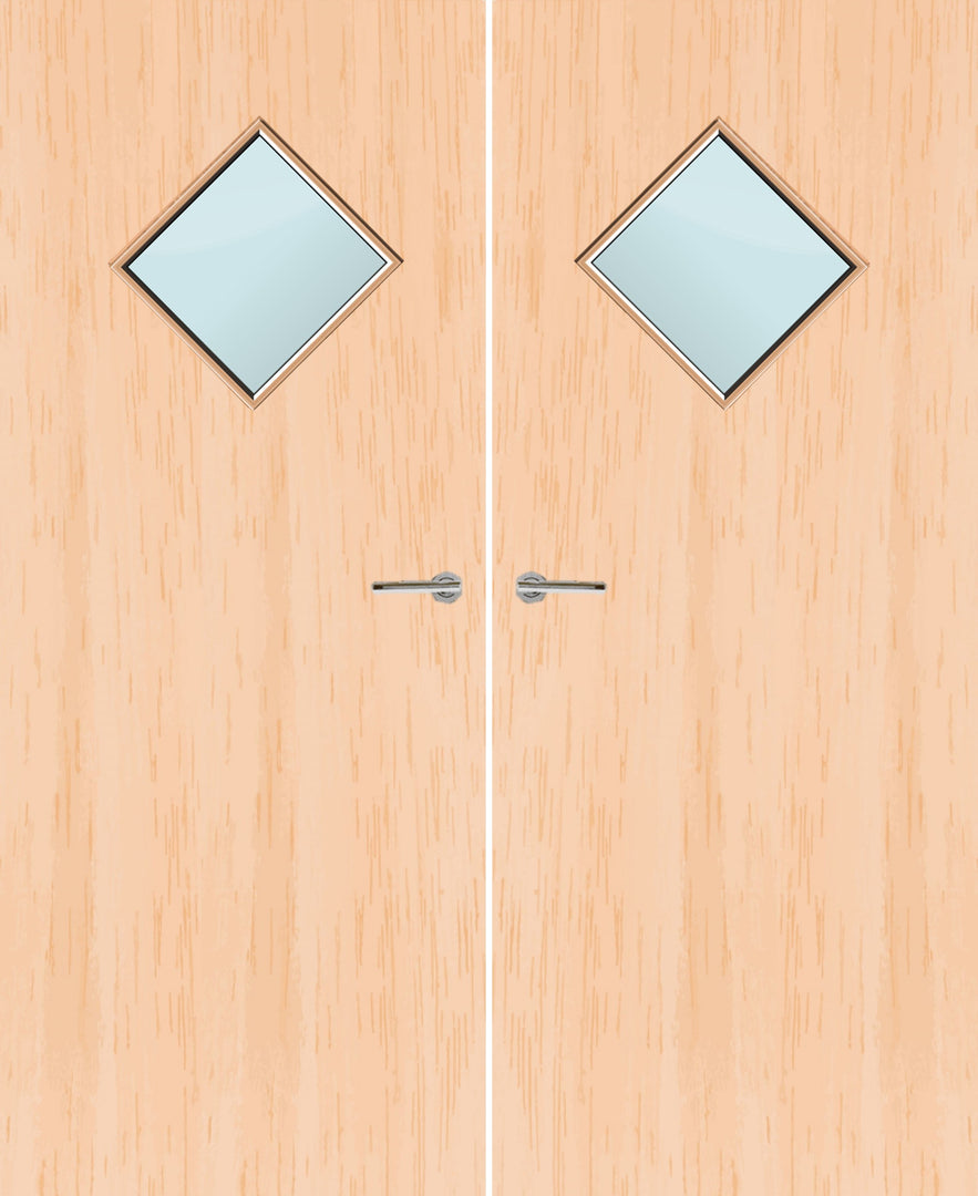 Maple Veneer 6G Glazed Pair FD30 Internal Fire Door