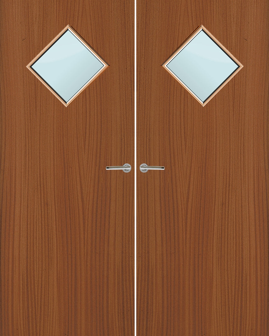 Sapele Veneer 6G Glazed Pair FD30 Internal Fire Door