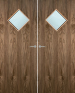 Load image into Gallery viewer, Walnut Veneer 6G Glazed Pair FD30 Internal Fire Door
