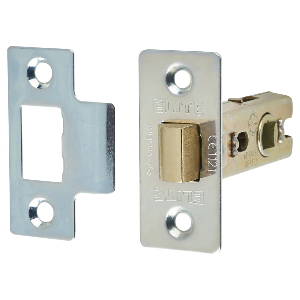 Tubular Latch Pack 57mm Backset 2xBall Bearing Hinges Polished Chrome