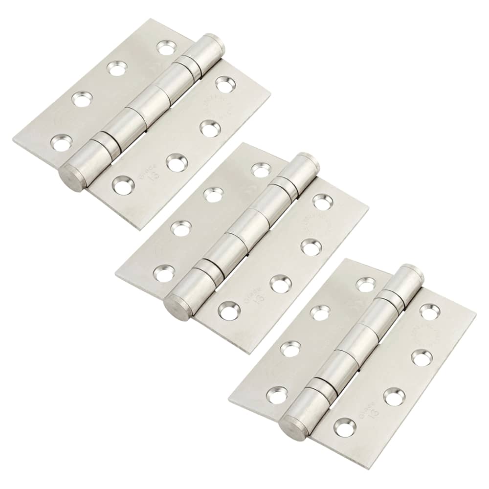 Twin Ball Bearing Fire Door Hinge Stainless Steel Pack of 3