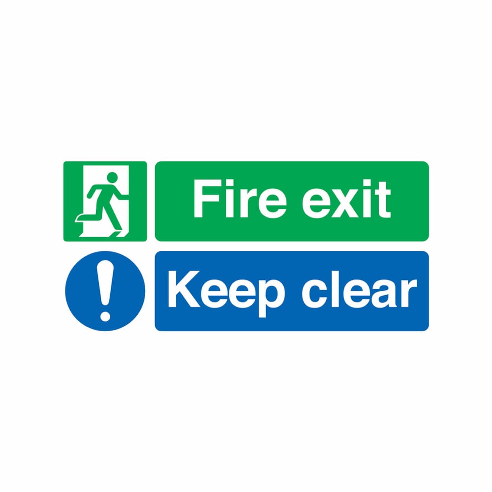 Fire Exit Keep Clear Sign 150x450mm Rigid Plastic