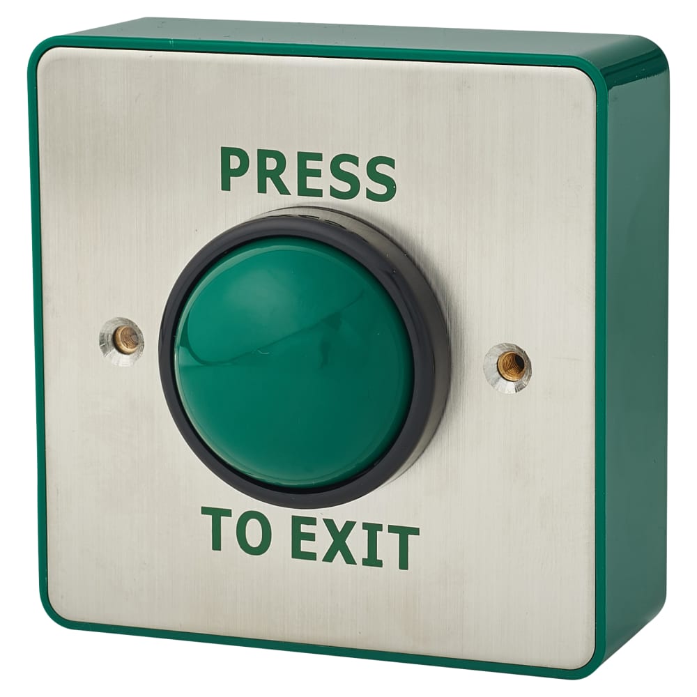 Press to Exit Green Dome Button IP65 89x89x50mm Single Pole