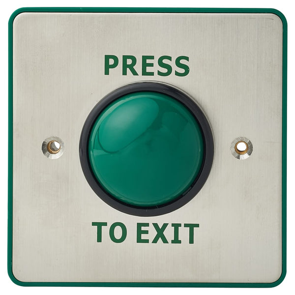 Press to Exit Green Dome Button IP65 89x89x50mm Single Pole – Vizat Doors