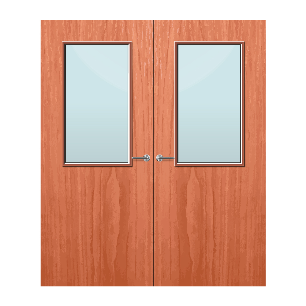 Cherry Veneer 8G Glazed Pair FD60 Internal Fire Door