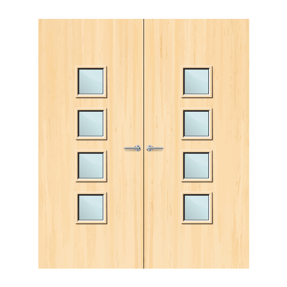Ash Veneer 22G Glazed Pair FD30 Internal Fire Door