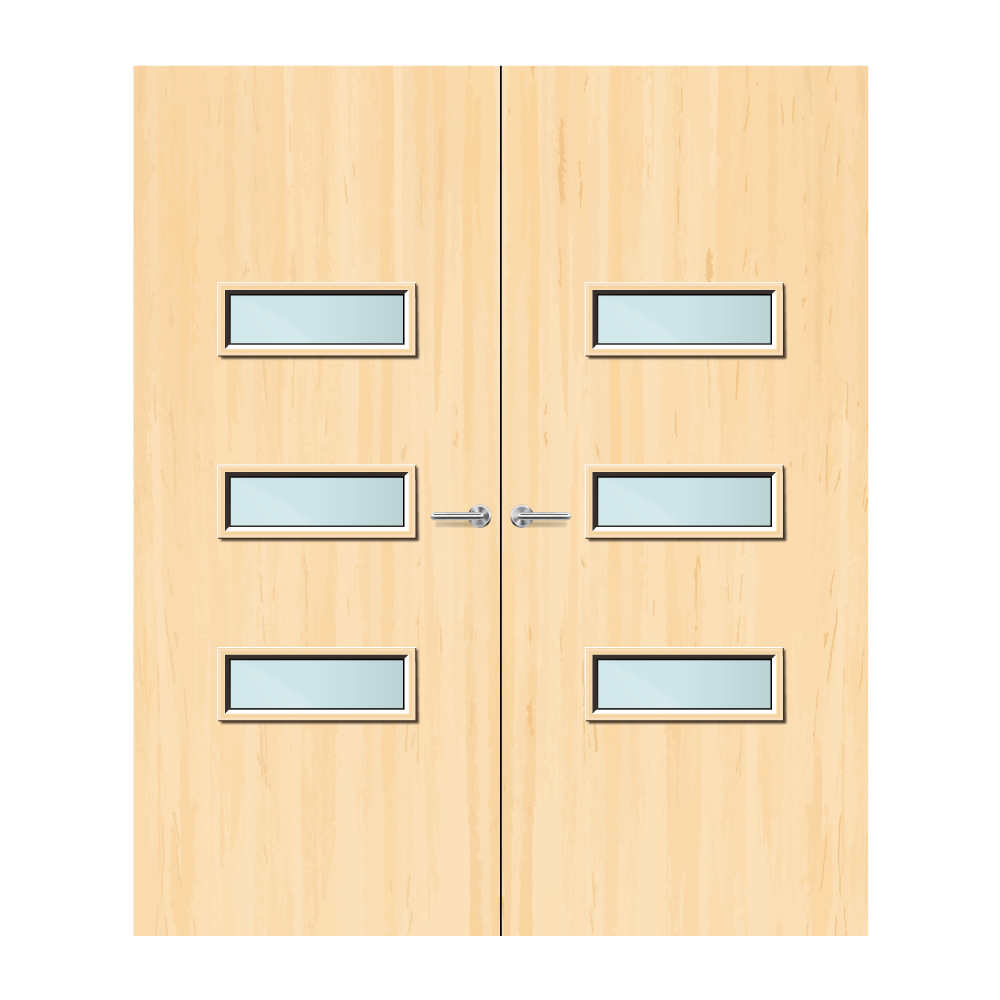 Ash Veneer 24G Glazed Pair FD60 Internal Fire Door