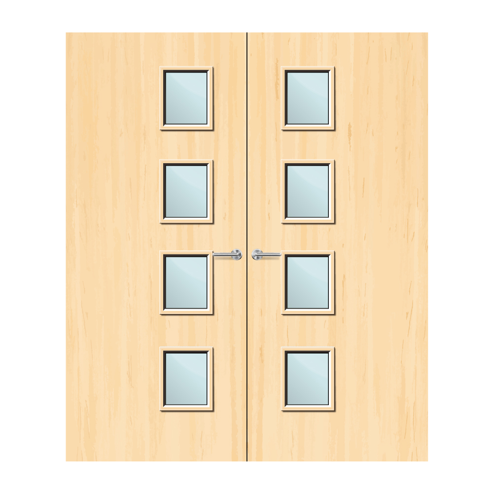 Ash Veneer 27G Glazed Pair FD30 Internal Fire Door