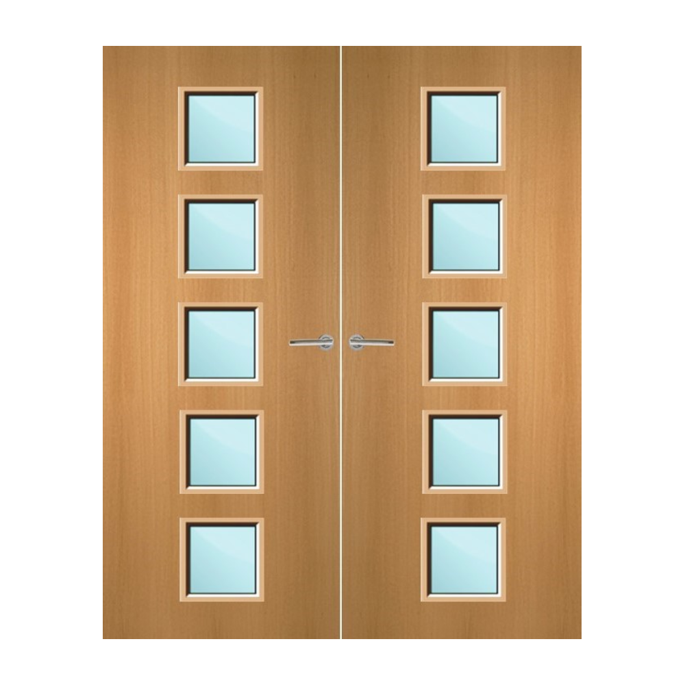 Beech Veneer 10G Glazed Pair FD30 Internal Fire Door