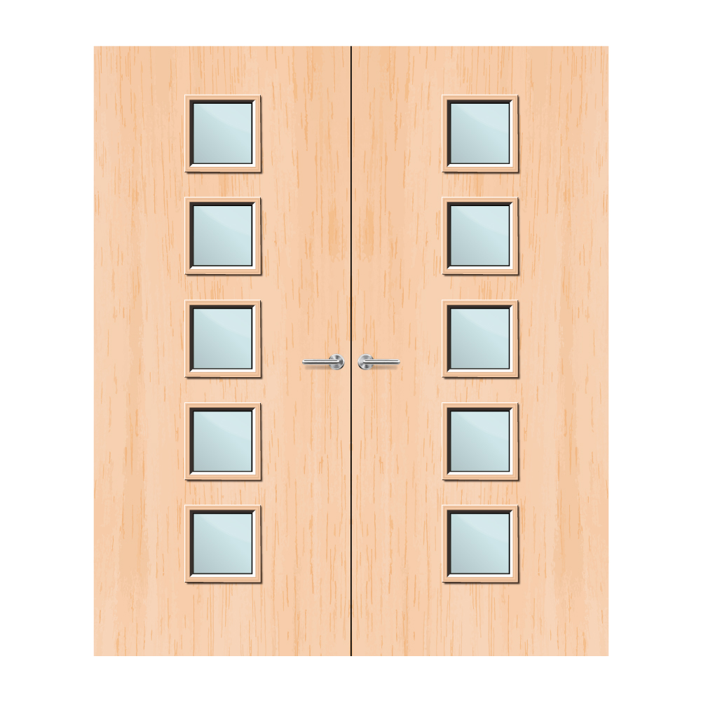 Maple Veneer 10G Glazed Pair FD60 Internal Fire Door