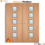 Load image into Gallery viewer, External Plywood Paint Grade 10G Glazed Pair FD30 Fire Door
