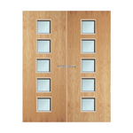 Load image into Gallery viewer, Oak Veneer 10G Glazed Pair FD60 Internal Fire Door
