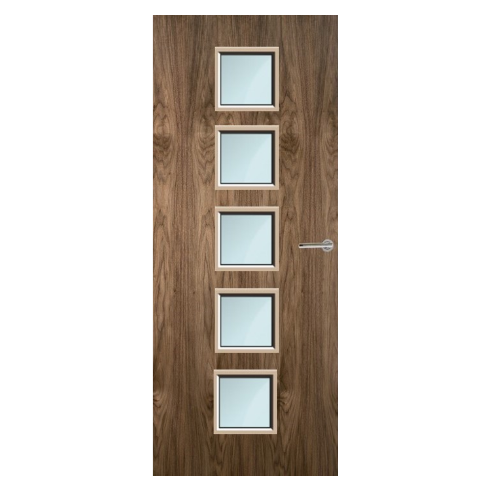 Walnut Veneer 10G Glazed FD60 Internal Fire Door
