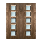 Load image into Gallery viewer, Walnut Veneer 10G Glazed Pair FD30 Internal Fire Door
