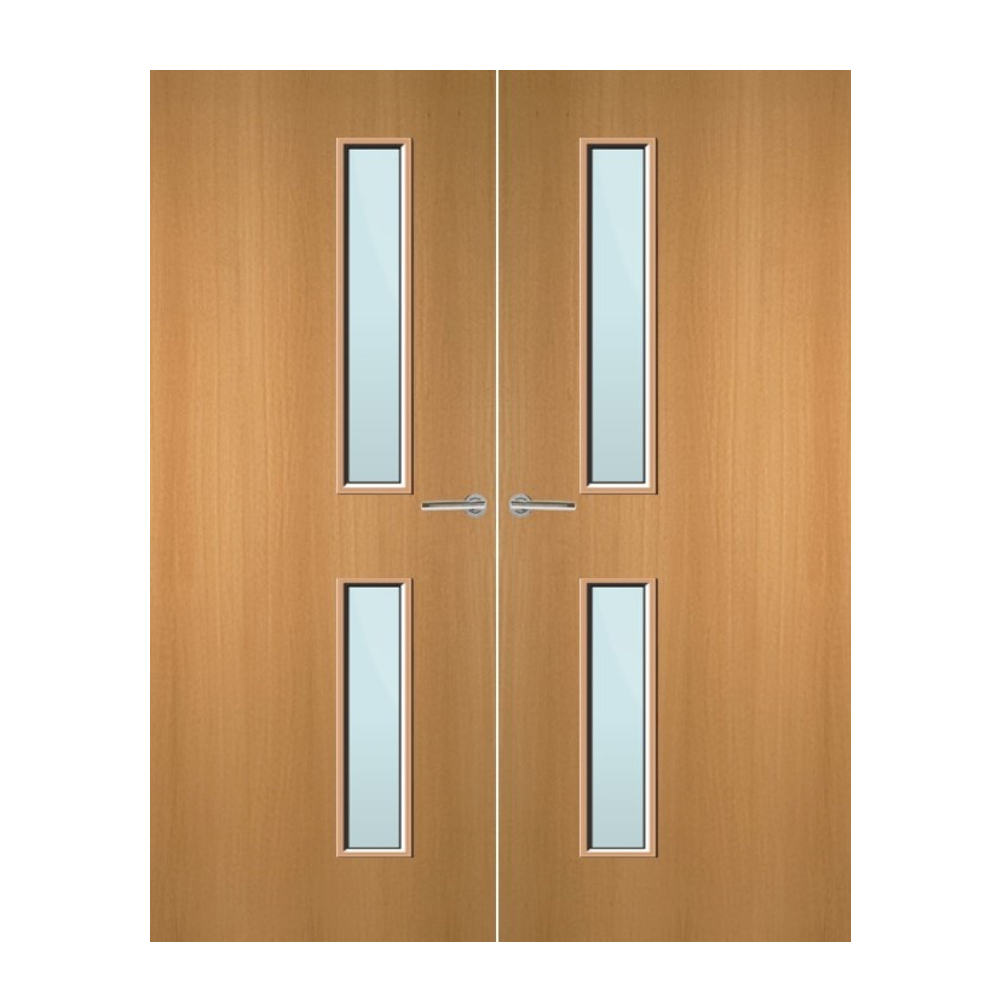 Beech Veneer 16G Glazed Pair FD60 Internal Fire Door