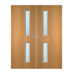 Load image into Gallery viewer, Beech Veneer 16G Glazed Pair FD60 Internal Fire Door
