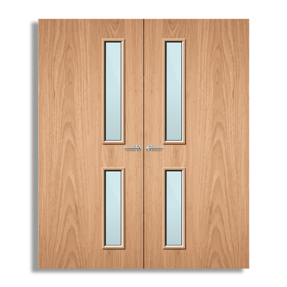 Plywood Paint Grade 16G Glazed Pair FD30 Internal Fire Door