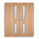 Load image into Gallery viewer, Plywood Paint Grade 16G Glazed Pair FD30 Internal Fire Door
