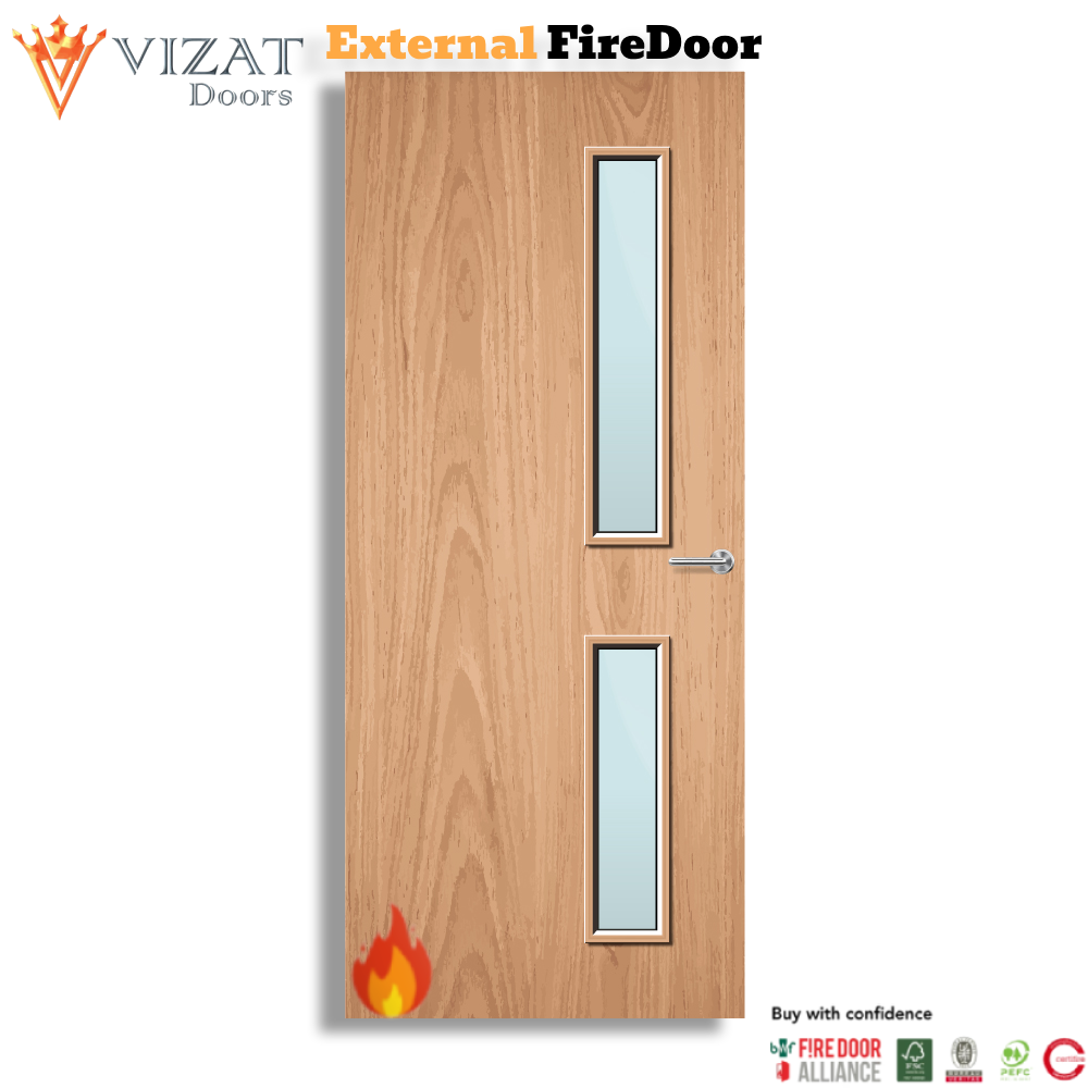 External Plywood Paint Grade 16G Glazed FD60 Fire Door