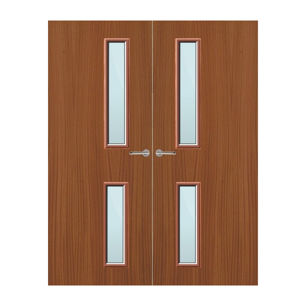 Sapele Veneer 16G Glazed Pair FD60 Internal Fire Door