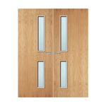 Load image into Gallery viewer, Oak Veneer 16G Glazed Pair FD30 Internal Fire Door
