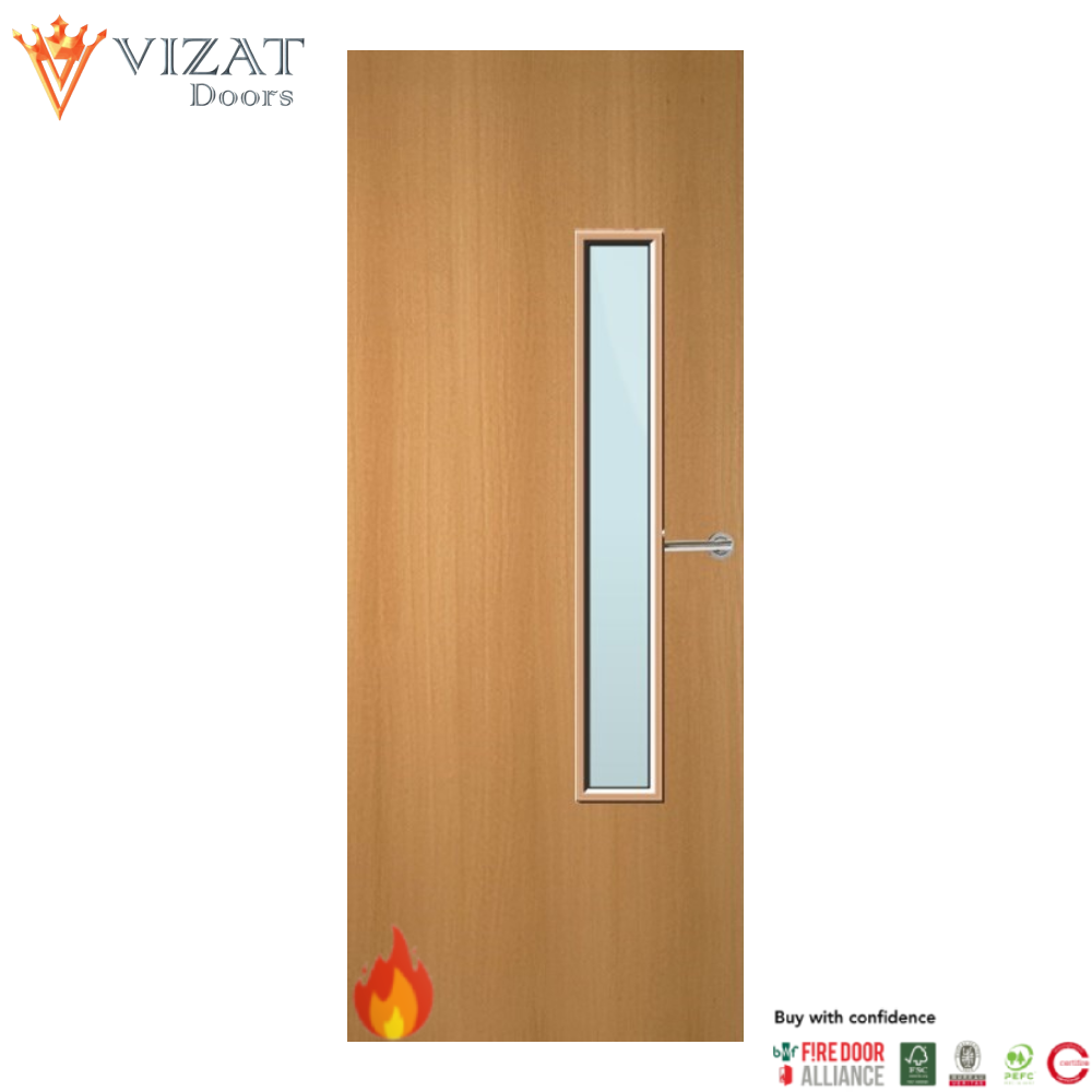 Beech Veneer 18G Glazed FD60 Internal Fire Door