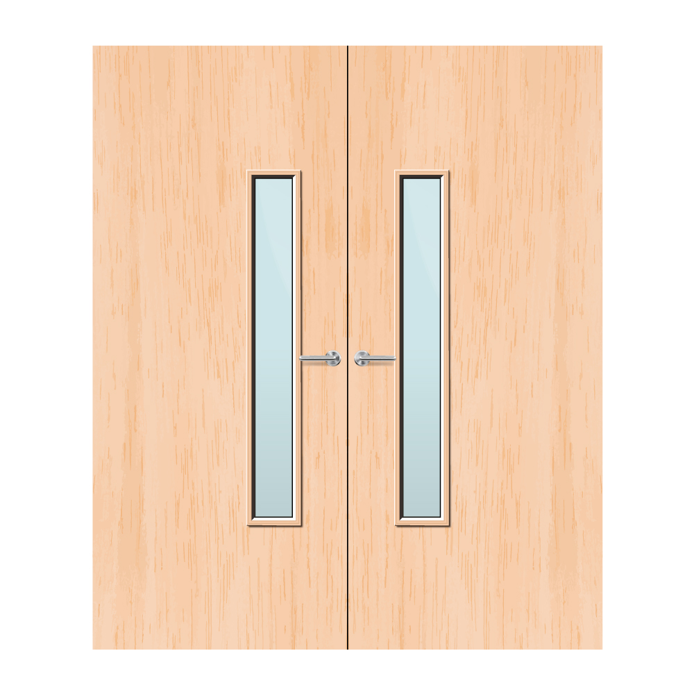Maple Veneer 18G Glazed Pair FD30 Internal Fire Door