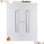Load image into Gallery viewer, External Plywood Paint Grade Premium 18G Glazed Pair FD30 Fire Door
