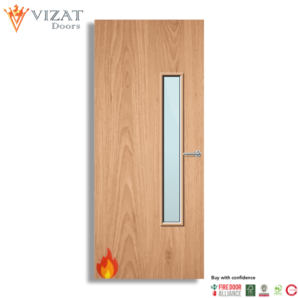 Plywood Paint Grade 18G Glazed FD60 Internal Fire Door