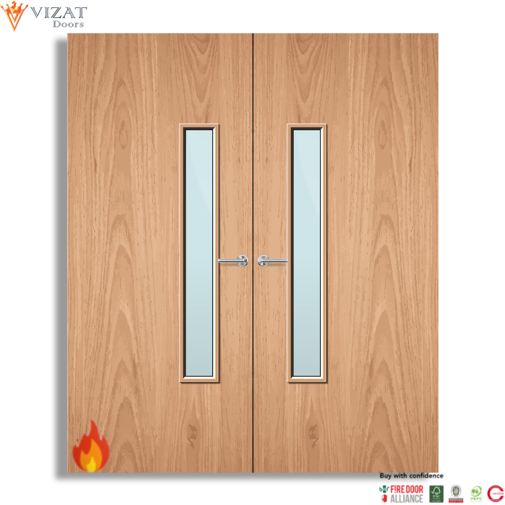 Plywood Paint Grade 18G Glazed Pair FD60 Internal Fire Door