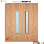 Load image into Gallery viewer, External Plywood Paint Grade 18G Glazed Pair FD30 Fire Door
