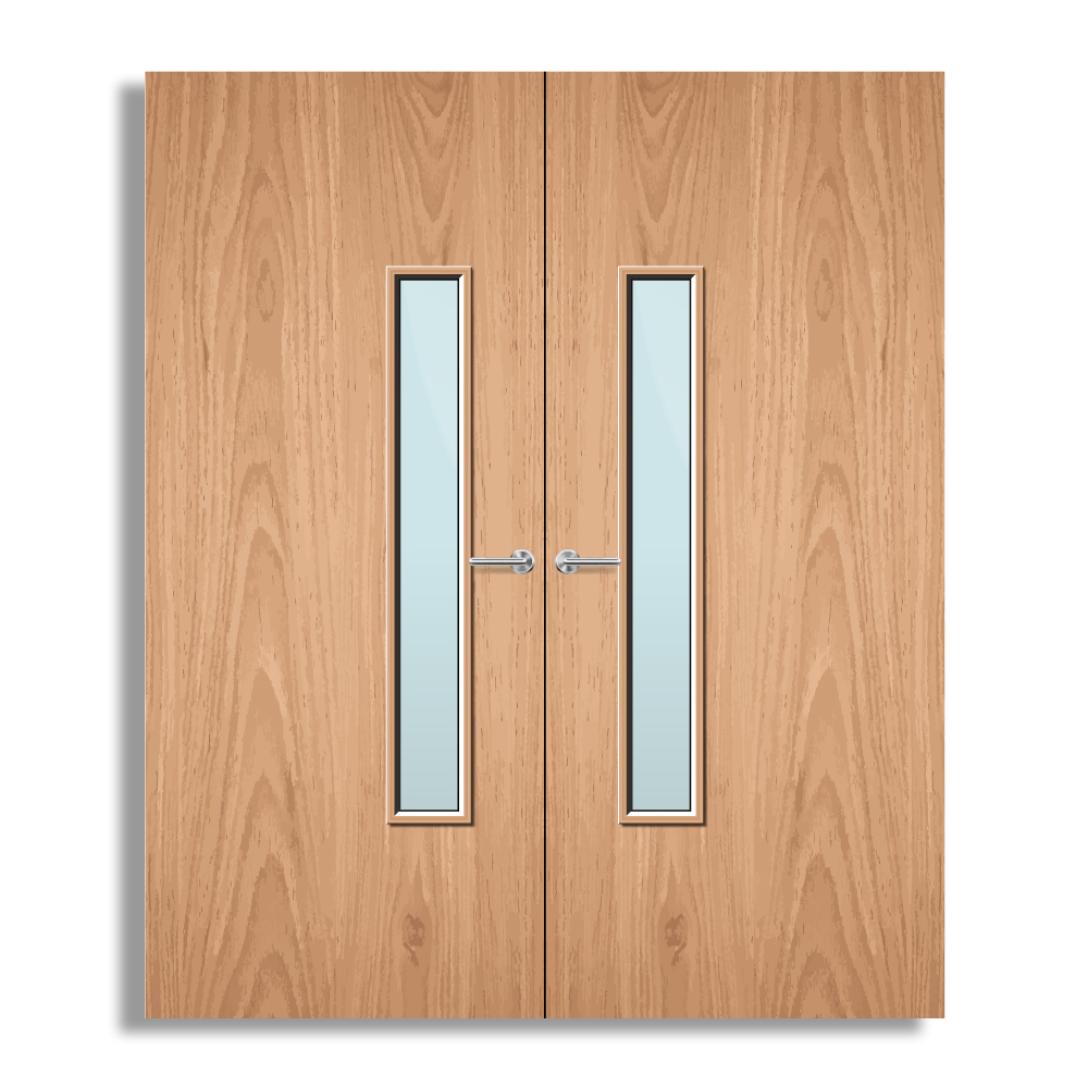 Plywood Paint Grade 18G Glazed Pair FD60 Internal Fire Door