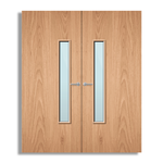 Load image into Gallery viewer, Plywood Paint Grade 18G Glazed Pair FD60 Internal Fire Door
