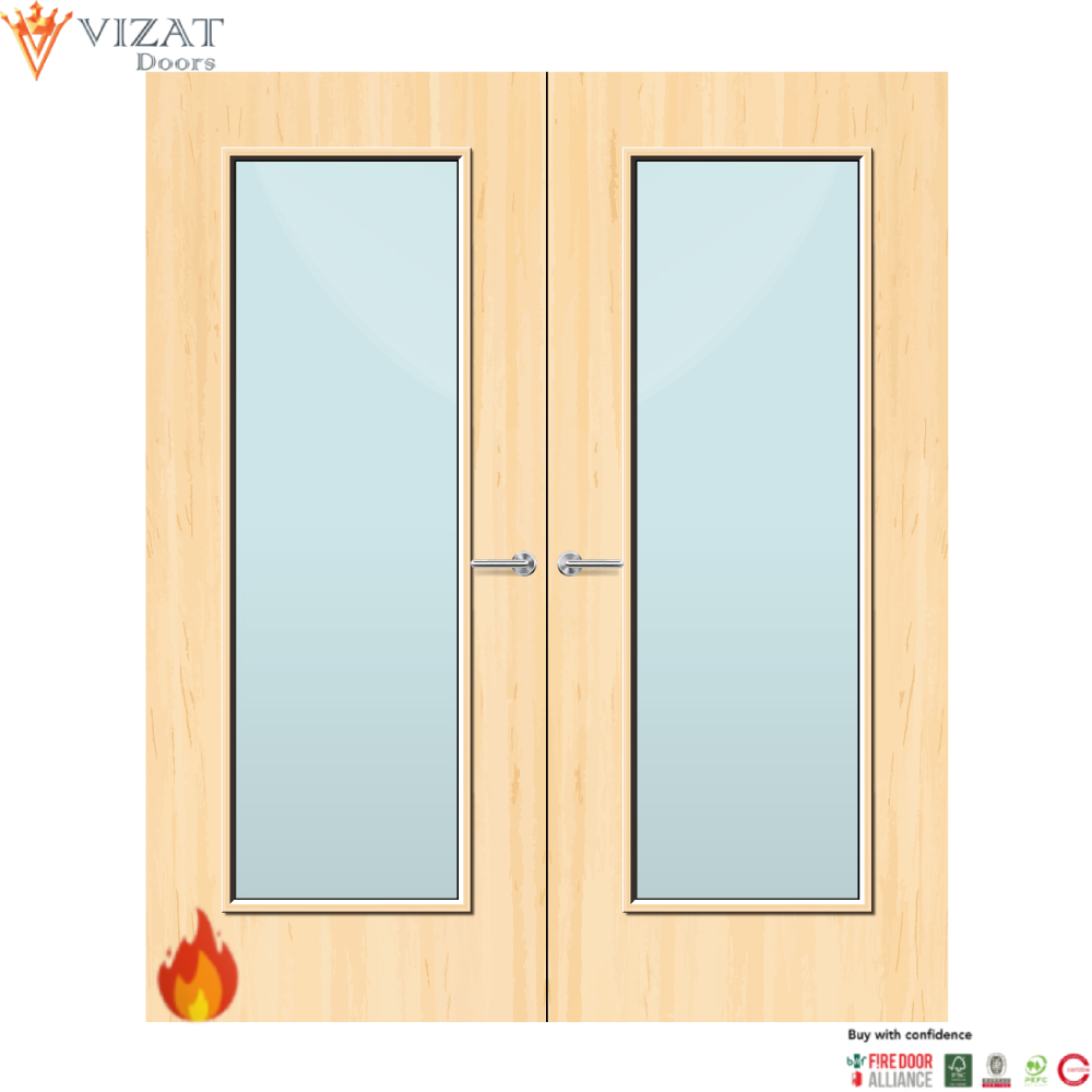 Ash Veneer 19G Glazed Pair FD30 Internal Fire Door