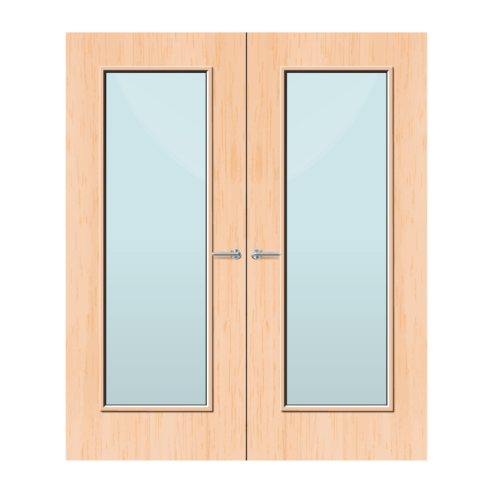Maple Veneer 19G Glazed Pair FD60 Internal Fire Door