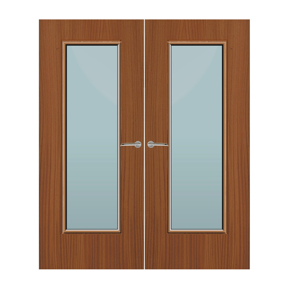 Sapele Veneer 19G Glazed Pair FD60 Internal Fire Door