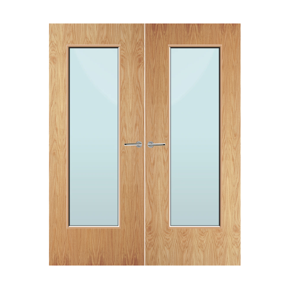 Oak Veneer 19G Glazed Pair FD60 Internal Fire Door