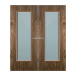 Load image into Gallery viewer, Walnut Veneer 19G Glazed Pair FD60 Internal Fire Door
