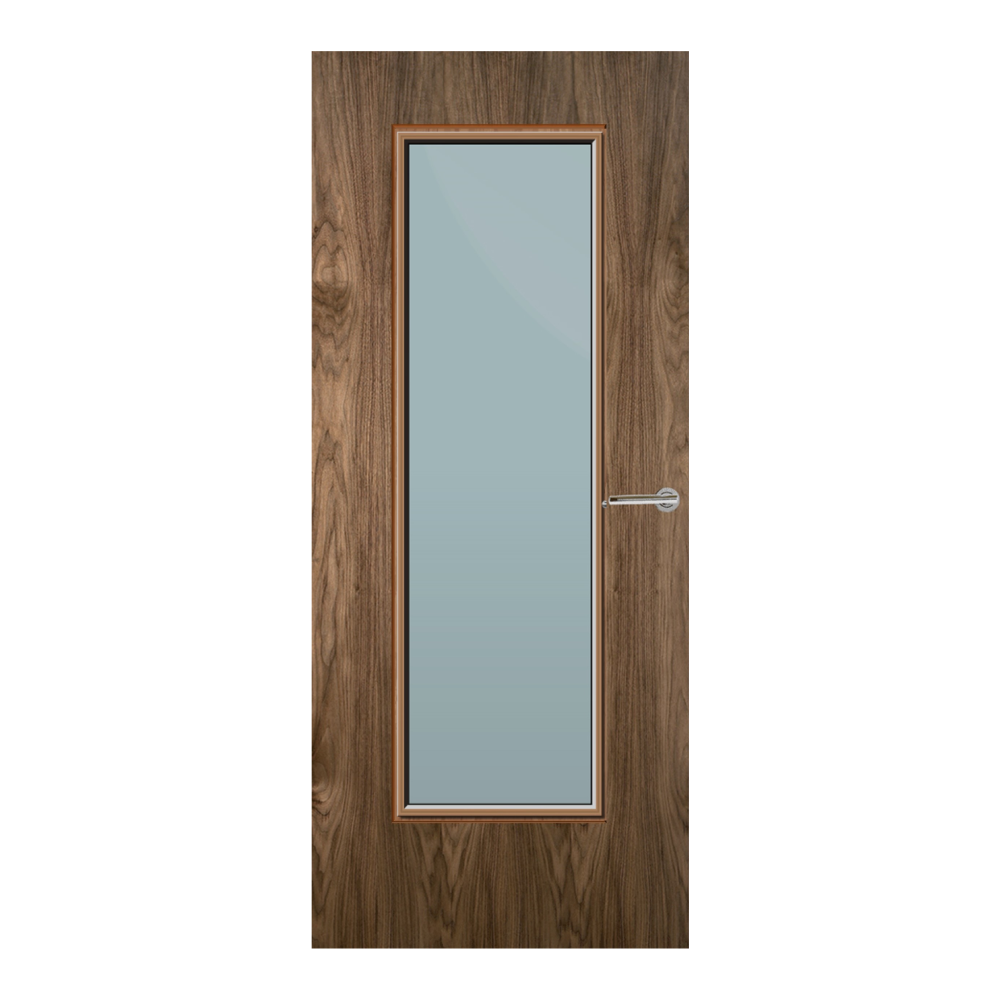 Walnut Veneer 19G Glazed FD30 Internal Fire Door