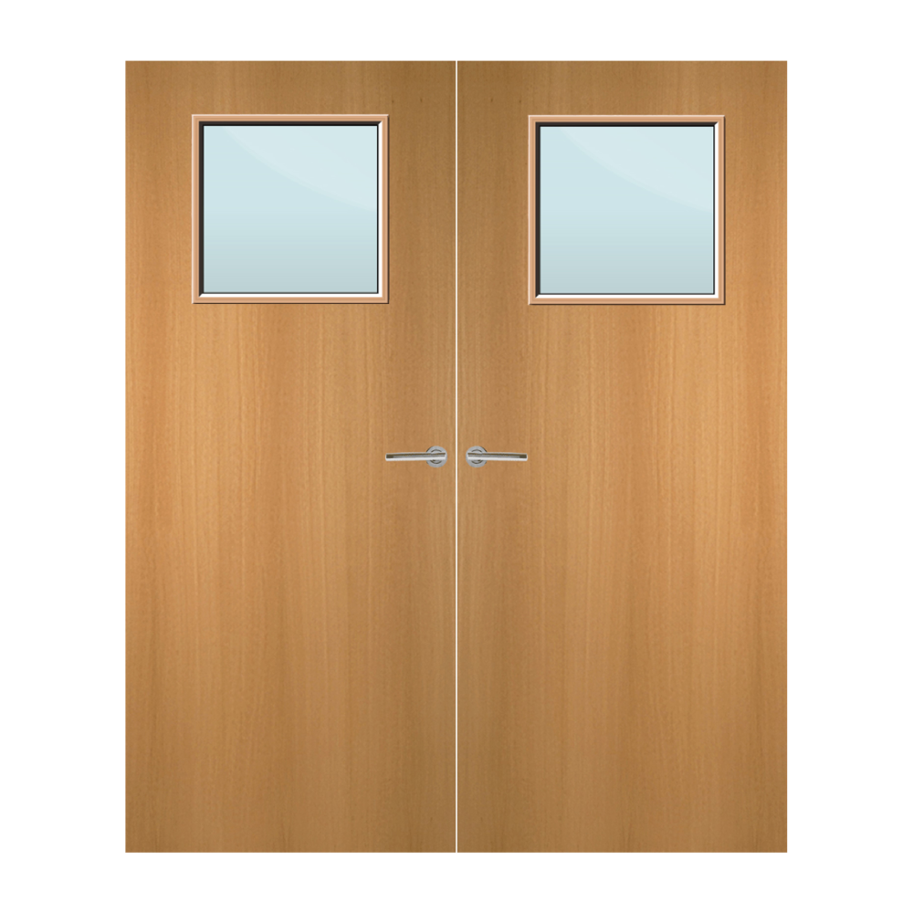 Beech Veneer 1G Glazed Pair FD60 Internal Fire Door