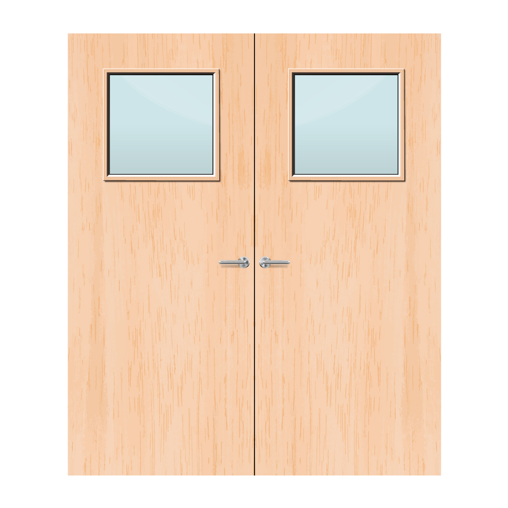Maple Veneer 1G Glazed Pair FD60 Internal Fire Door
