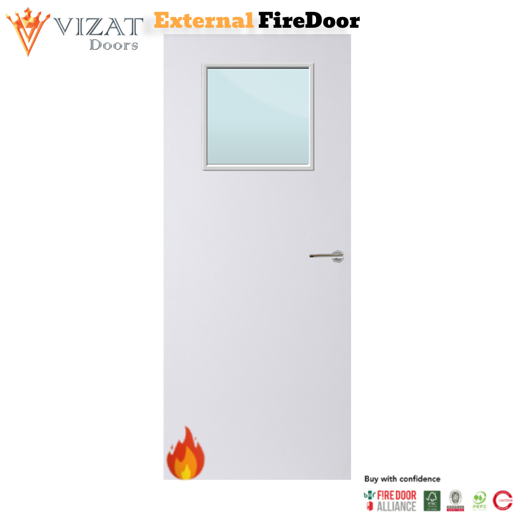 External Plywood Paint Grade Premium 1G Glazed FD30 Fire Door