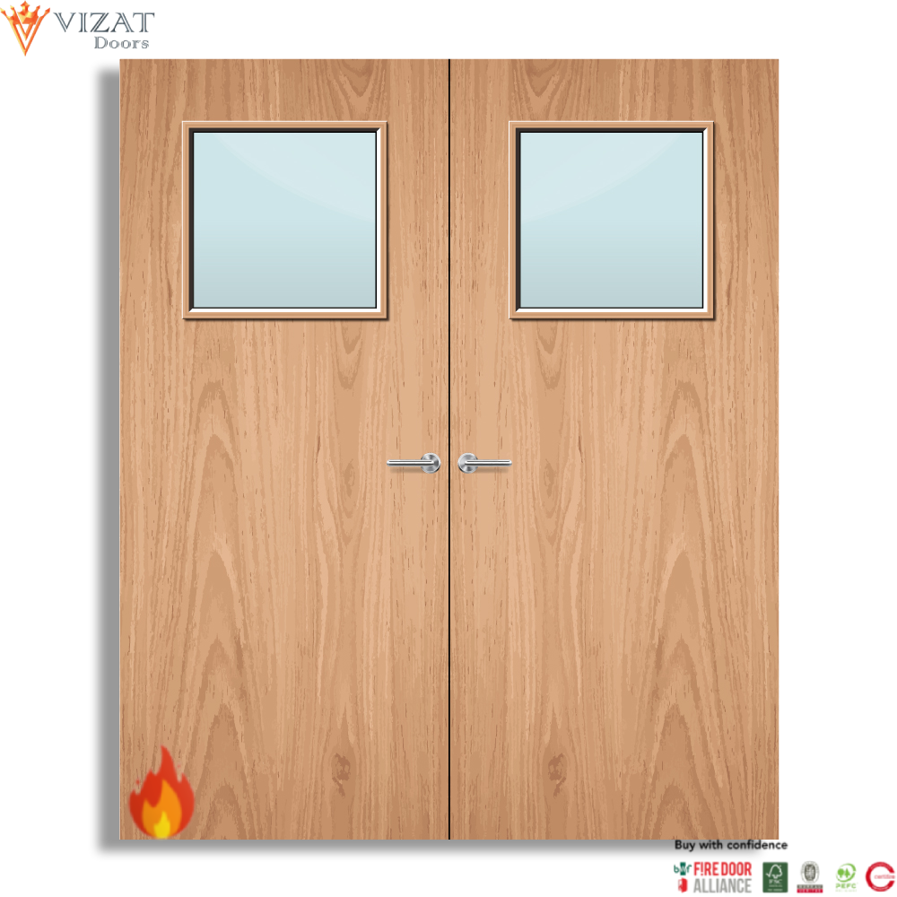 Plywood Paint Grade 1G Glazed Pair FD30 Internal Fire Door