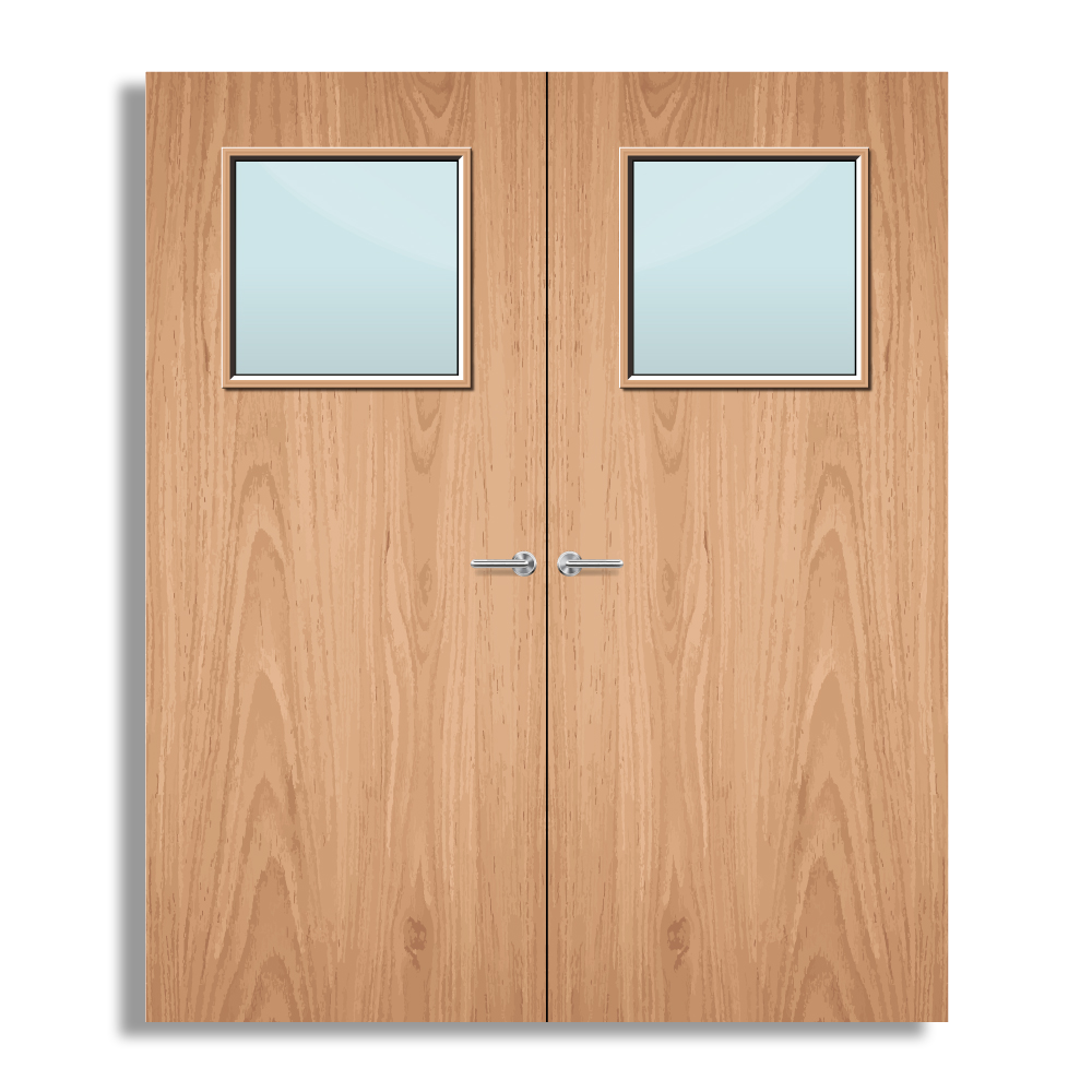 Plywood Paint Grade 1G Glazed Pair FD30 Internal Fire Door