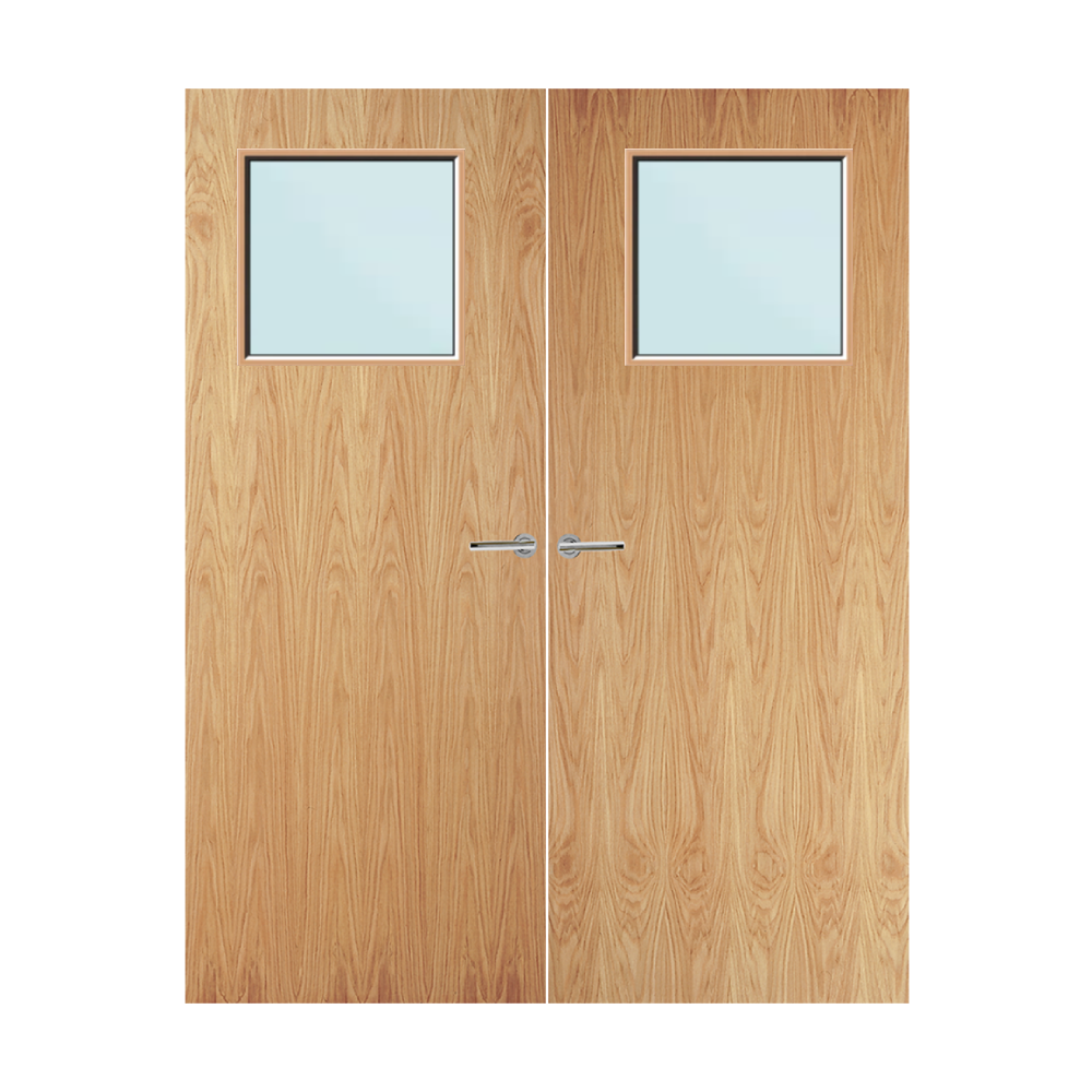 Oak Veneer 1G Glazed Pair FD60 Internal Fire Door