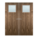 Load image into Gallery viewer, Walnut Veneer 1G Glazed Pair FD60 Internal Fire Door
