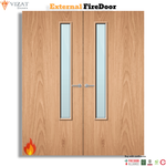 Load image into Gallery viewer, External Plywood Paint Grade 20G Glazed Pair FD30 Fire Door

