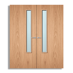Load image into Gallery viewer, Plywood Paint Grade 20G Glazed Pair FD60 Internal Fire Door
