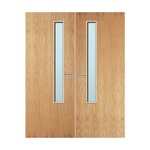 Load image into Gallery viewer, Oak Veneer 20G Glazed Pair FD60 Internal Fire Door
